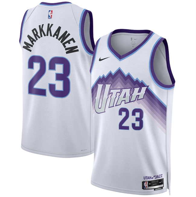 Men's White Utah Jazz #23 Lauri Markkanen 2025 Association Edition Stitched Basketball Jersey